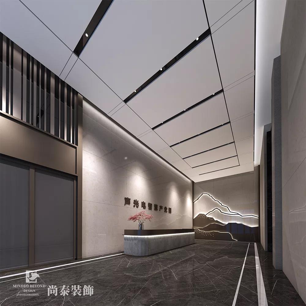 現(xiàn)代中式辦公室大堂裝修效果圖